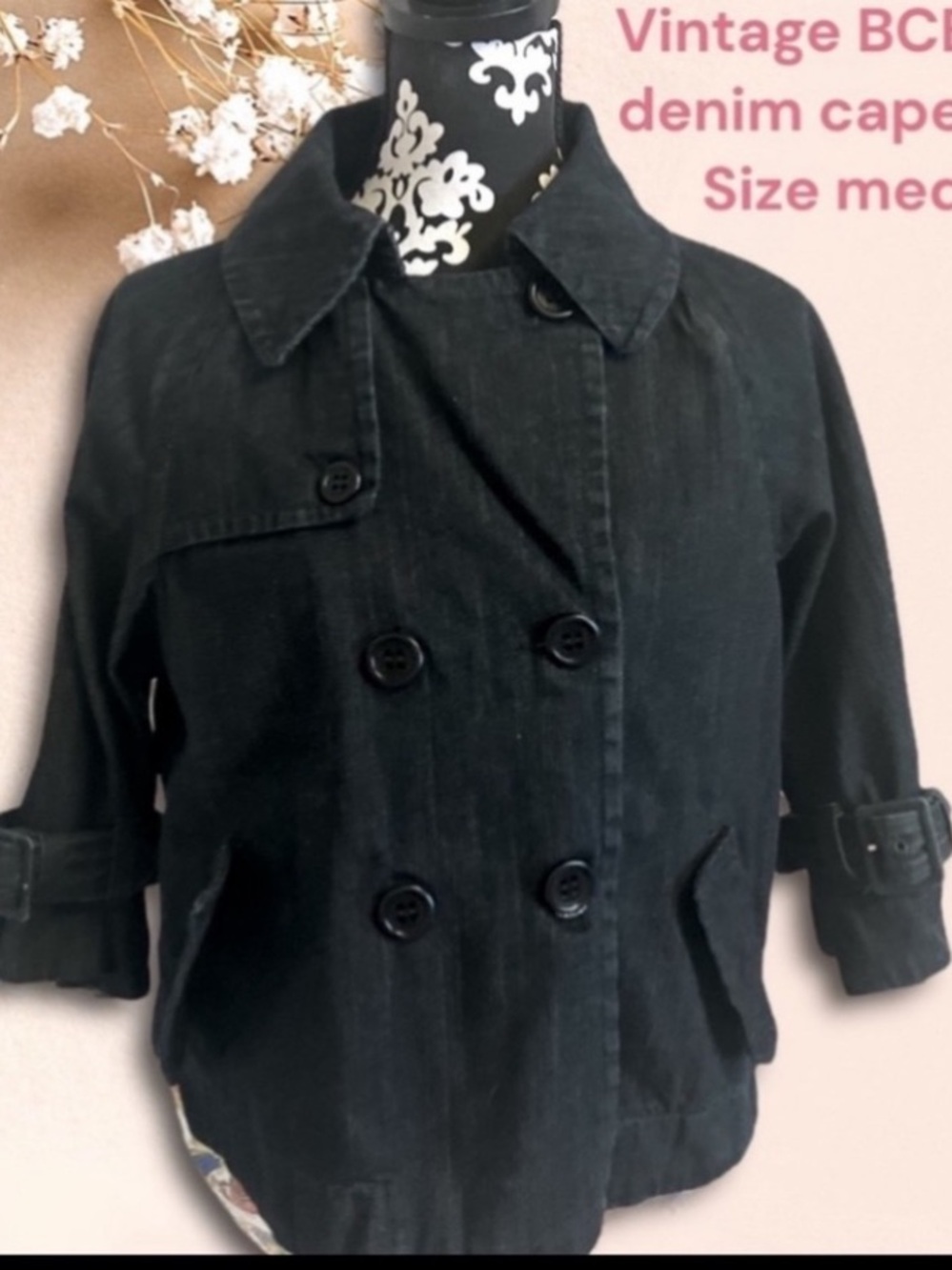 BCBG MaxAzria 90’s vintage denim cape Jacket